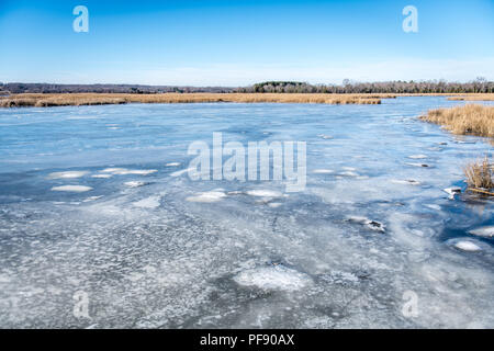 Der Chesapeake Bay zufriert entlang der Ufer des Newburg, Maryland. Stockfoto