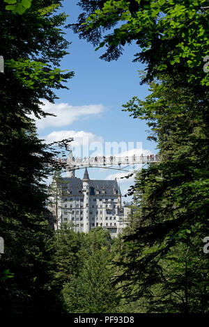 Schloss Neuschwanstein und Marienbruecke (Mary's Bridge), Hohenschwangau, Allgäu, Bayern, Deutschland Stockfoto