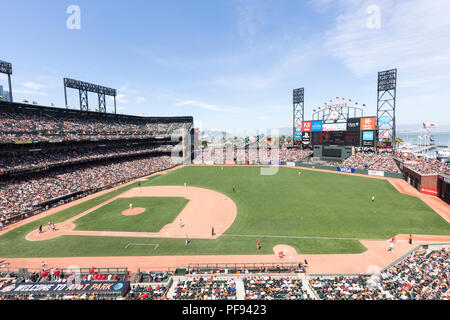 AT&T Park Baseball Stadium, San Francisco, USA, Heimat der San Francisco Giants, der Stadt der Major League Baseball Franchise. Stockfoto