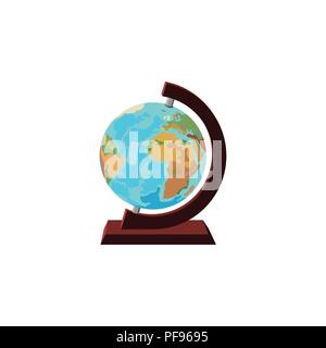 Farbe Vektor Bild. Globussymbol. Globus auf einem Stand aus Holz Stock Vektor
