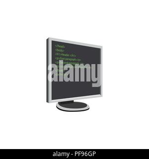 Farbe Vektor Bild. Computer (Monitor mit Code) Stock Vektor