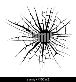 Kaputtes Fenster, Risse Loch vektor design auf weißem Hintergrund Stock Vektor