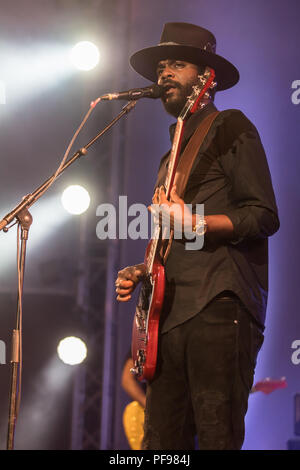 Us-amerikanischer Musiker und Schauspieler Gary Clark Jr. live bei der 26 Blue Balls Festival in Luzern, Schweiz Stockfoto