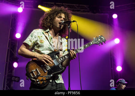 Andrew Stockdale, Gesang und Gitarre, aus dem Australischen Rock Band Wolfmother live bei der 26 Blue Balls Festival in Luzern Stockfoto