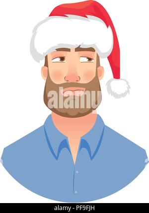 Geschäftsmann in Santa Claus hat. Beleidigt Mann. Angesichts der Mann mit Bart Stock Vektor