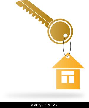 Auf dem Ring des Metal Taste hängt ein Haus in der Form von einem Schlüsselbund Stock Vektor