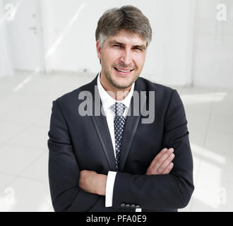 Close-up. Porträt einer wohlwollenden erfolgreiche Arbeitgeber Stockfoto