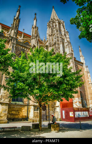 Ulmer Münster, Deutschland. Lutherische Kirche begann im 14. Jahrhundert, Teil der baden-württembergischen Diözesen Stockfoto