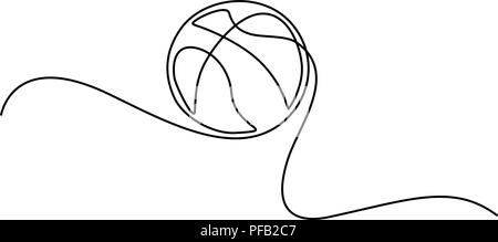 Kontinuierliche eine Linie zeichnen. Basketball Symbol. Vector Illustration Stock Vektor