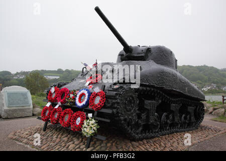 Denkmal für die in der übung Tiger Soldaten, die Vorbereitungen für den D-Day Normany Landungen. Die Vorbereitungen wurden bei slapton Sands im April 1944. Stockfoto