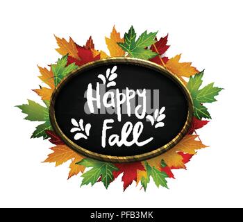 Herbst Sale. Herbst Blätter sind mit Kreide auf einer schwarzen Tafel gezeichnet. Skizze, Designelemente. Vektor. Stock Vektor