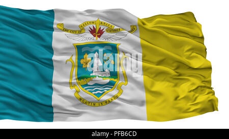 Flagge in Yellowknife, Kanada, Northwest Territories, auf weißem Hintergrund Stockfoto