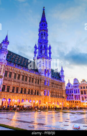 Brüssel, Belgien. Rathaus von Brüssel und dem Grand Place (Grote Markt). Stockfoto