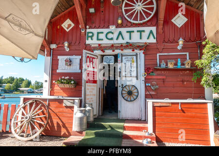 Café Regatta Helsinki eine witzige Waterfront Café Restaurant. Stockfoto