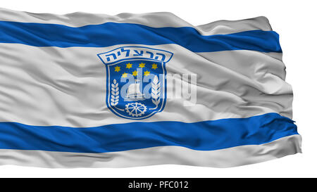 Flagge der Stadt Herzliya, Israel, isoliert auf weißem Hintergrund Stockfoto