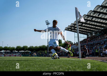 Worms, Deutschland. 18 Aug, 2018. Funktion, die ein Spieler in die Ecke, Eckstoss, Max Kruse (HB) Aktion, Fußball DFB-Pokal, 1. Runde, wormatia Worms - SV Werder Bremen (HB) 1:6, am 18.08.2018 in Worms/Deutschland. ##DFL-Bestimmungen verbieten die Verwendung von Fotografien als Bildsequenzen und/oder quasi-Video## | Verwendung der weltweiten Kredit: dpa/Alamy leben Nachrichten Stockfoto