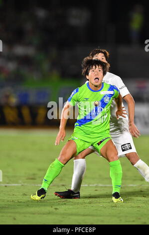 Kanagawa, Japan. 19 Aug, 2018. Temma Matsuda (Bellmare) Fußball: 2018 J1 Liga Match zwischen Shonan Bellmare 0-2 Vissel Kobe an Shonan BMW Stadion Hiratsuka in Kanagawa, Japan. Quelle: LBA/Alamy leben Nachrichten Stockfoto