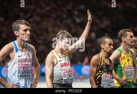 Berlin, Deutschland. 10 Aug, 2018. Timo BENITZ, Deutschland, Geste, Gestik, Final 1500m der Männer 10.08.2018 Europäische Leichtathletik WM 2018 in Berlin/Deutschland vom 06.08. - 12.08.2018. | Verwendung der weltweiten Kredit: dpa/Alamy leben Nachrichten Stockfoto