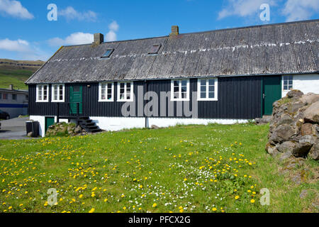 Verkürzungen, Syrugta Dorf, Eysturoy Island, Färöer, Dänemark Stockfoto