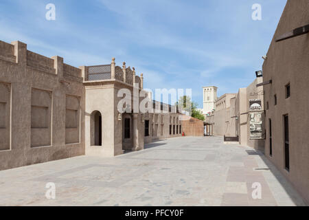 Al Fahidi im Historischen Viertel, auch als Al Bastakiya, in Dubai, Vereinigte Arabische Emirate bekannt. Stockfoto