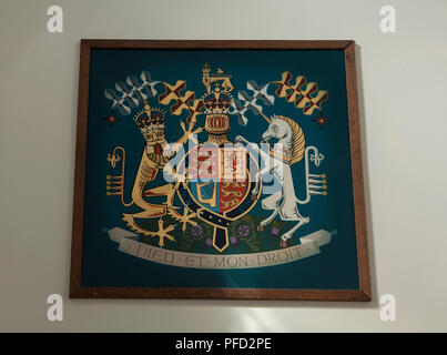 Ein königliches Wappen in St. Peter und St. Paul's Kirche, Hathern, Leicestershire, England, Großbritannien Stockfoto