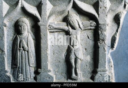 Irland, County Tipperary, Kloster zum Heiligen Kreuz, Kreuzigung Carving Stockfoto