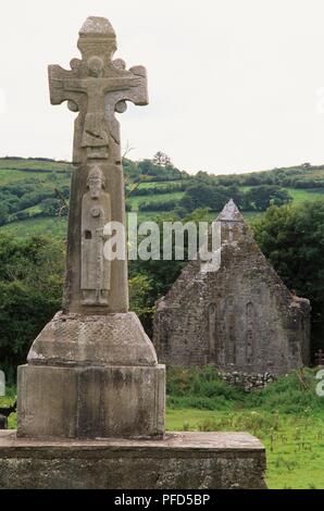 Irland, County Clare, in der Nähe von Ennis, Dysert O'Dea, St. Tola High Cross, C. 1100 Stockfoto