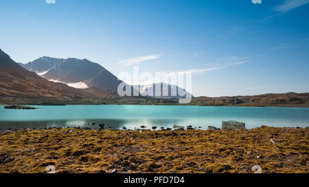 Ansicht des Signehamna, einer natürlichen Bucht und Hafen in Albert ich in Spitzbergen, Svalbard, Norwegen Land. Stockfoto