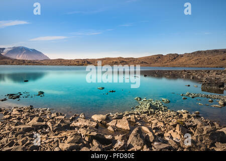 Ansicht des Signehamna, einer natürlichen Bucht und Hafen in Albert ich in Spitzbergen, Svalbard, Norwegen Land. Stockfoto