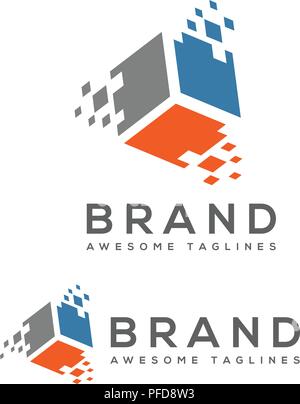 Business Corporate bunte pixel Quadrat design Vector Logo für Technik. Pixel quadratisch oder Symbol "logo Stock Vektor