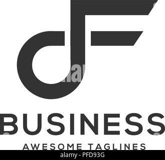 Schreiben df, d f Schwarz und Weiß Luxus alphabet Unternehmen schreiben Logo Design Vektor icon Vorlage, Schreiben df Luxus Schwarz und Weiß Stock Vektor