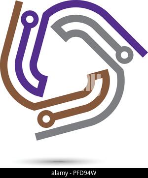 Digitale Elektronik Logo Design, kreative elektronische Schaltungen logo Vektor, IT-Technologie logo Konzept Stock Vektor