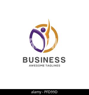 Die menschliche Figur mit Circle Fitness logo Vorlage, Gym Club Logo, Sport Fitness club Kreativ Konzept, Fitness Modell Abbildung Symbol Abzeichen Stock Vektor