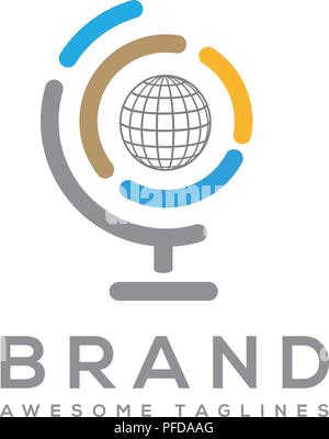 Abstrakte Welt kreisen Technologie, Kugel geometrische logo Vector Illustration, Globus line Tech logo Konzept Stock Vektor