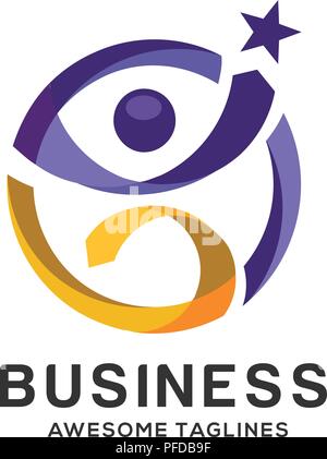 Abstrakte farbenfrohe Kreis menschliche Figur aktiv Fitness logo Vorlage Stock Vektor