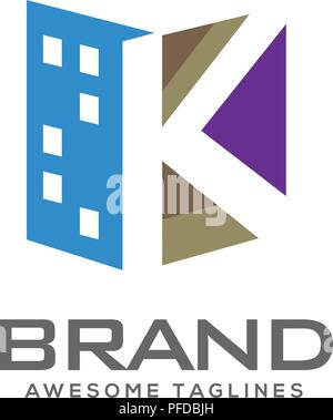 Buchstabe k Immobilien logo, Bau Buchstabe k Entwickler Agentur logo, Abzeichen Immobilien Firma Vector Illustration Stock Vektor