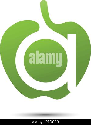 Buchstabe A green apple abstrakte Markennamen Logo. Branding Vektor logo Brief ein Design. Eco Green Beauty Salon, Spa lab, Gartenbau Stock Vektor