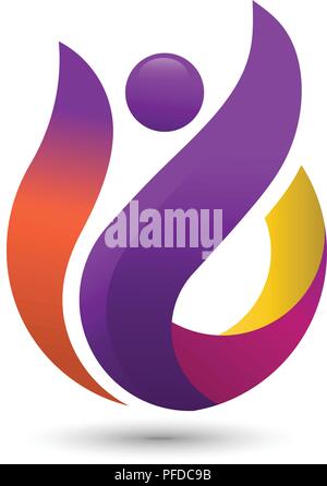 Einfaches Konzept für bunte Leute Logo. abstrakten Menschen bunte Logo, Gesundheitswesen logo Vektor, Trainer fitness logo Konzept Stock Vektor