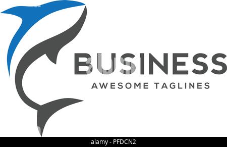 Fisch logo Vorlage. Kreative Hai Fisch vector Template, Fishing Club Logo oder Angeln online Shop. Symbol von Fisch mit Platz für Text. Stock Vektor