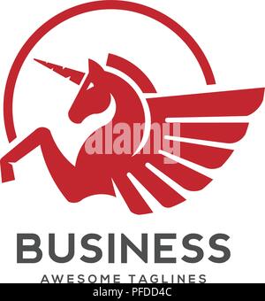 Winged unicorn logo Vector Illustration. Stilisierte Fabelwesen Silhouette, Pferd winged logo Vektor, Stock Vektor