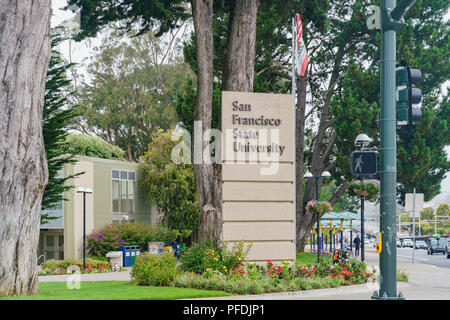 San Francisco, 17.August: Außenansicht von der San Francisco State University am 17.August 2018 in San Francisco, Kalifornien Stockfoto