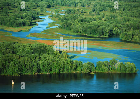 USA, Minnesota, Blick auf den Mississippi River vom großen Fluß Bluffs State Park, südöstlich von Fluss Stadt Winona Stockfoto