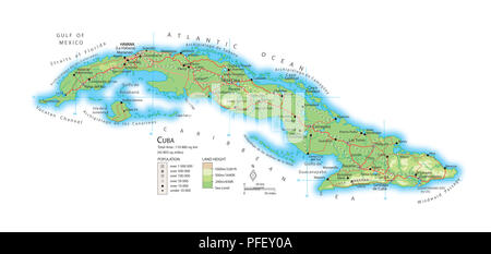 Karte von Kuba Stockfoto