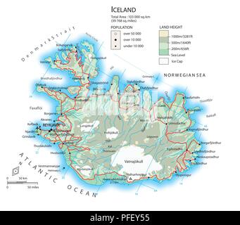 Karte von Island Stockfoto