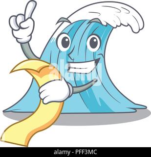 Mit menü Cartoon blaue Welle surfen. Stock Vektor