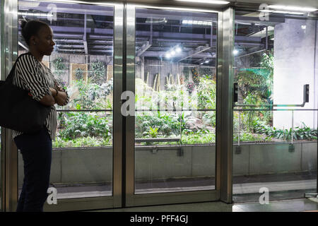 Pariser Metro Station - Frau warten auf einen Zug am U-Bahnhof Gare de Lyon in Paris, Frankreich, Europa. Stockfoto