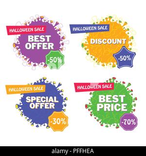 Vektor halloween Verkauf Aufkleber Flache cartoon Vorlage Stock Vektor