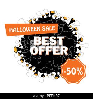 Abzeichen für Halloween Verkauf. Rabatt Tag und Label. Stock Vektor