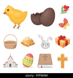 Ostern ist ein christlicher Feiertag cartoon Symbole im Set Sammlung für Design. Ostern attribute Vektor Symbol lieferbar Abbildung. Stock Vektor