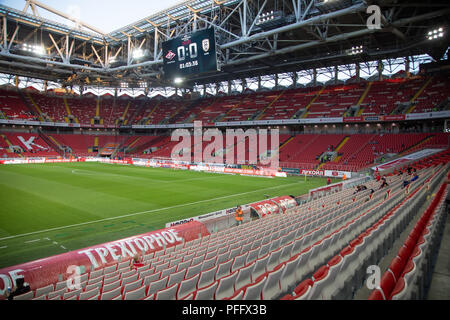 Moskau, Russland - 14 August, 2018: Innenansicht des leeren Otkritie Arena vor dem UEFA Champions League dritte qualifikationsrunde zwischen FC Spart Stockfoto